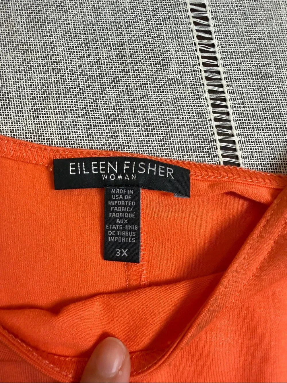 Eileen Fisher  Dress Orange Knee Length Quarter Sleeve Dress Size 3x  W Pockets